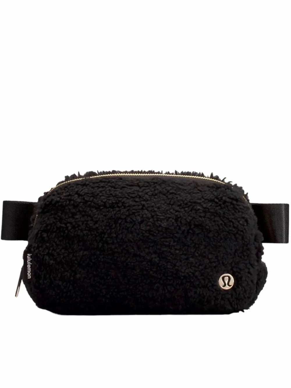 lululemon Black Sherpa Pouch with Gold Hardware